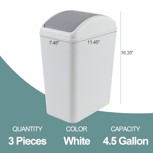 Pack de 3 canecas de basura plásticas 4.5 galones con tapa oscilante miniatura 2