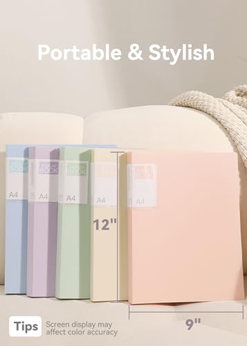 SortRax Fichário pastel com mangas de plástico transparente, 30 bolsos, exibição de 60 páginas, past
