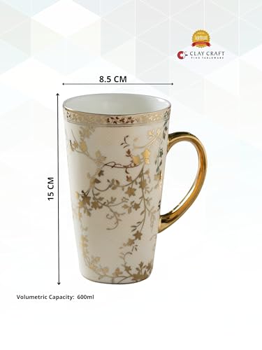 Image of Clay Craft Fine Ceramic Tall Ebony Coffee /Milk Mug 1 Pc 600 ml, Mugs for Coffee, Tea Mugs, Mugs for Gift, Ceramic Tea Cups, Reusable Mugs (Set of 1)