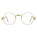 Yvey Vintage Round Steampunk Glasses for Mens and Womens Circle Lennon Hippie Style Eyeglasses (Gold Frame/Transparent Lens)