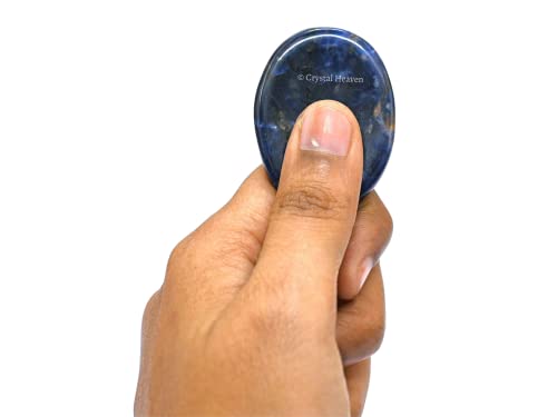 Image of Amazing Gemstone Sodalite Worry Stone Crystals and Healing Stones - Worry Stones for Stress Relief Gifts - Piedra Crystal Fidget for Meditation, Calming, Relaxation