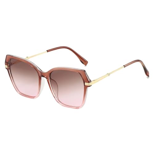 HFVURJ Gafas de sol poligonales para mujer, con lentes degradadas y montura para hombre (rosa té).