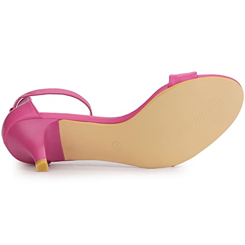 Allegra K Allegra K Women Open Toe Kitten Heeled Ankle Strap Hot Pink Sandals 6 M US