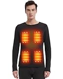 Foiueyga Men's Heated Underwear Shirt with Battery Pack, Fleece Heated Long Sleeve Shirts Electric Heating Thermal Top Dark Grey