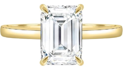 1CT-4CT Emerald Cut Solitaire Moissanite Engagement Ring, Emerald Moissanite Wedding Ring, Solitaire Ring, Emerald Cut Ring, Solid Gold Ring
