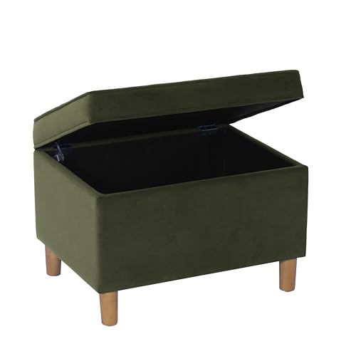 Image of HomePop 24 inch Dinah Collection Storage Ottoman - Loden Green Velvet