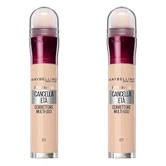 Maybelline New York Correttore Multi-Uso, Idratante e con Coprenza Modulabile, Imperfezioni e Occhiaie Coperte, Con Bacche di Goji e Haloxyl, Cancella Età, Tonalità: 01 Light, Bipacco