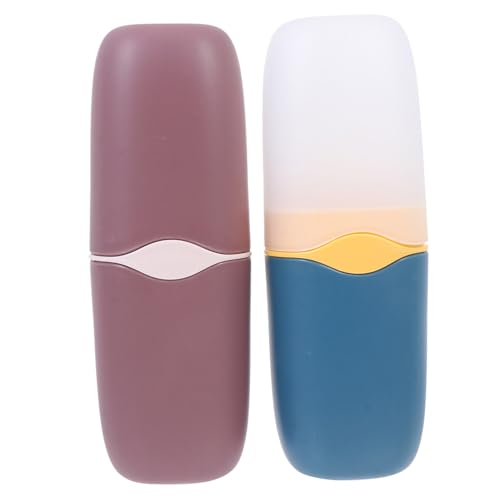 BCOATH 2個 携帯用洗漱カップ 透明ブルー ブラウン 旅行用歯磨き粉洗口カップ 贈り物に