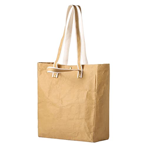 LEKOCH Groß Waschbar Wiederverwendbar Kraft Papier Tote Bag Tragetasche für Arbeit Büro Reisen Einkaufen Schule und Alltag Cover