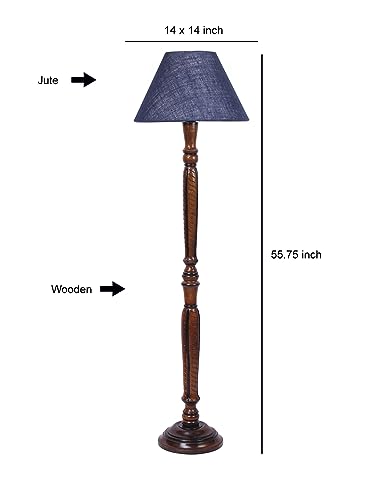 Image of Devansh Blue Jute Conical Wooden Floor lamp -27