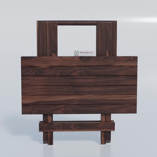 Image of Jangid Handicraft Patio Folding /Foldable Coffee Table for Garden, Outdoor & Balcony, Square, Solid Wood Sheesham, Walnut Finish
