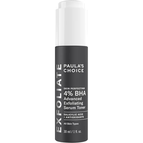 Paulas Choice SKIN PERFECTING 4% BHA Advanced Exfoliating Serum Toner Facial Smoother with Salicylic Acid & Antioxidants Anti-Aging Serum for Skin Texture Clogged & Enlarged Pores Fragrance-Free