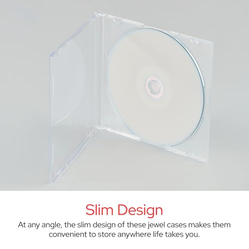 Image of Verbatim CD DVD Blu-Ray Clear Slim Jewel Cases, 5.2 mm - 25 Pack