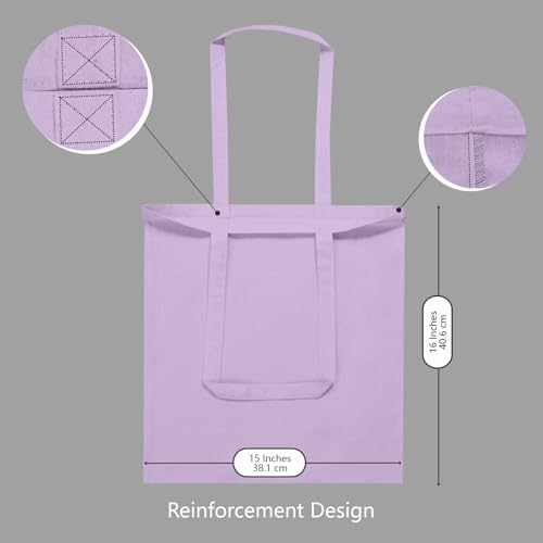 Image of TOPDesign 24-Pack Economical 16 inchx15 inch Lavender Cotton Tote Bags, Lightweight Medium Reusable Grocery Shopping Cloth Bags, Suitable for DIY, Advertising, Promotion, Gift, Activity