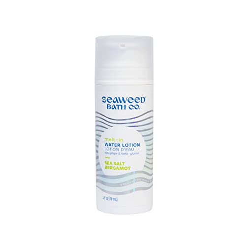 Seaweed Bath Co. Melt-In Water Lotion, Sea Salt Bergamot Scent, 4 Ounce, Sustainably Harvested Seaweed, Sea Grape, Beta-Glucan