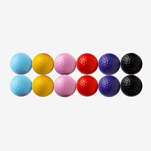 Thorza Colored Golf Balls - Multicolored Set of 12 for Kids Mini Golf, Putting Practice and Children Training