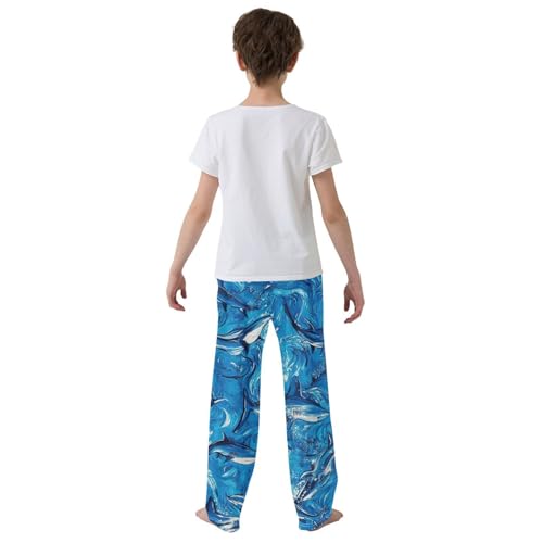 Boys' Pants Ocean Pastel Sharks Blue Long Bottoms Jogger Pants Elastic Waist Trousers with Pockets S-XL3