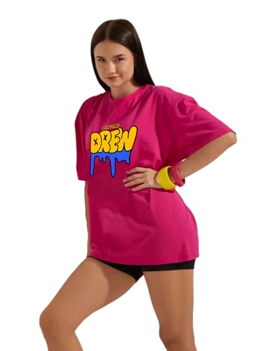 Image of LEOTUDE Cottonblend Oversized Half Sleeve Colorful Printed Combo T-Shirts for Women (Pack of 2)