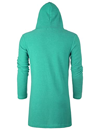 GIVON Longline Hooded Cardigan Ruffle Shawl Collar Open Front Drape Cape Overcoat with Fleece Fabric3