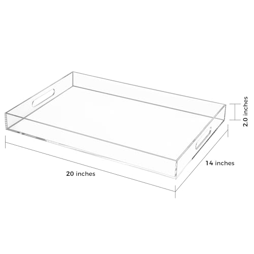 Clear-Rectangular-14x20-Inches-Acrylic-Ottoman-Tray-Decorative-Serving-Tray-with-Cutout-Handles-Organizer-Tray-on-Coffee-Table-Countertop-Big-Breakfast-Bed-Tray-Living-Room-Appetizer-Serving-Food