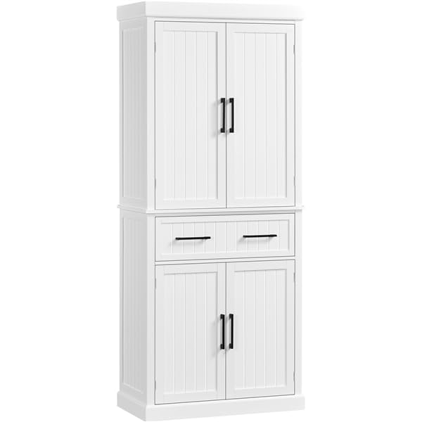 Yaheetech Buffet Haut Cuisine, Meuble de Cuisine avec 6 Étagères Réglables et 2 Tiroirs, Armoire de Rangement Polyvalente, Armoire Vestiaire pour Salon Chambre Bureau...