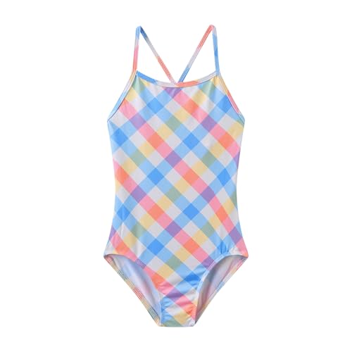 Image of iLover Girls Sparkle One Piece Swimsuits Crossback Swimwear Beach Bathing Suit with Adjustable Strap 4-10 Years