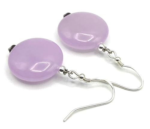 Boucles d'oreilles jade lavande en argent 925, parfaites pour le quotidien