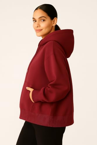 Image of ADBUCKS Women's Oversized Winter Jacket Sweatshirts Casual Drawstring Clothes Zip Up Hoodie with Front Pocket Ii Womens Hoodies Ii