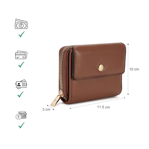 Image of Fastrack Women's Mini Organizer Wallet | Flap Closure, Tri-Fold Design, Zip Coin Pocket, Card & Cash Slots | Compact & Organized | 6 Months Warranty