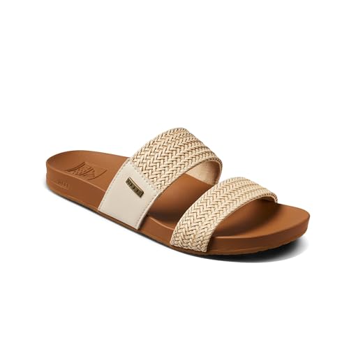 Image of REEF Vista Braid II Women's Fashion Slide Sandal, Vegan Leather Strap, Ultra Soft Cushion Footbed
