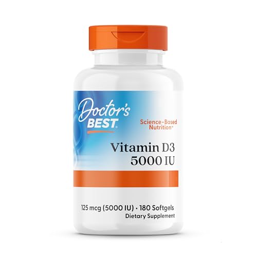Doctor's Best, Vitamin D3, 5.000IU, Hochdosiert, Depot Wochendosis, 180...