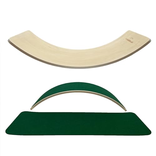 KiddiRedi® Wooden Balance Board Montessori Wobble Sensory Feeling Toddler Kids Adults Curvy Seesaw Swing Learning Development Health Physical Education Toy Free Extra Felt Toy Wood Play Autism ADHD