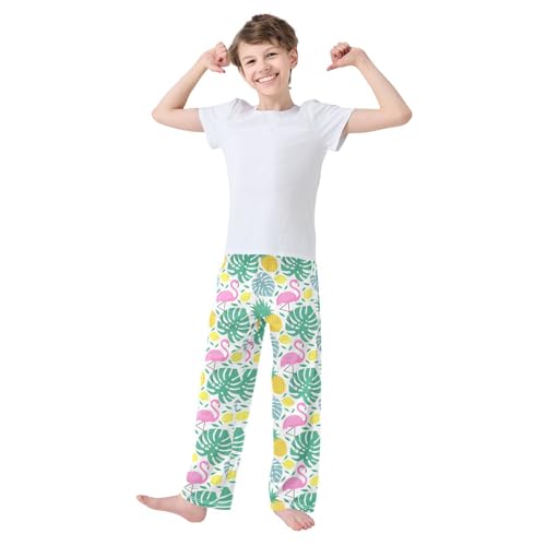 Flamingo Mango Boys Long Pants Soft Trousers Elastic Waist Kids Lounge Bottoms with Pockets S-XL2