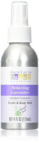 Aura Cacia Relaxing Lavender Aromatherapy Room & Body Mist 4 Oz Food, Silver, 4 Fl Oz