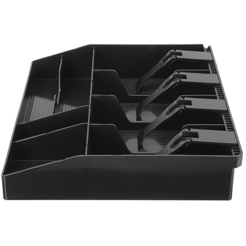 YARNOW Kassenbox mit 8 Fächern aus Acryl und Eisen Festes Pressdesign Schwarz für Drogerien und Supermärkte zur Sicheren Geldaufbewahrung