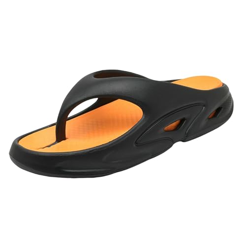 YMKJZLBD Chanclas Hombre Mujer Zapatillas Antideslizantes De Verano Playa con Suela Gruesa-Negro Y Naranja B-36-37