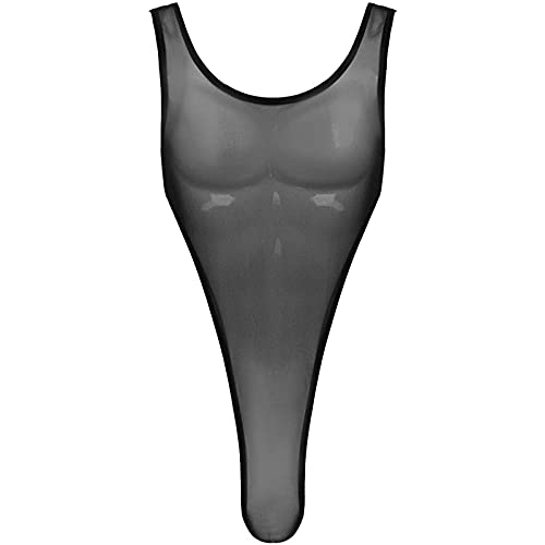 DRHOM Men's One-Piece Sheer Mesh Tank Leotard Jumpsuit U Neck Wrestling Singlet Bodysuit Underwear - Main Image