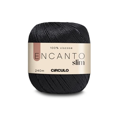 Image of CIRCULO Encanto Slim Yarn 100% Viscose - Luxury & Shine - Sport Weight Yarn - 262 yds, 3.52 oz - Color 8990 - Black