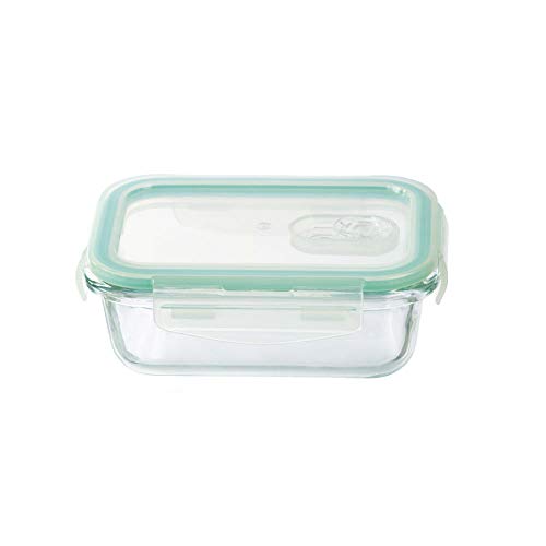 Pote Hermético Retangular Lyor Transparente/Verde Claro 370 Ml Vidro