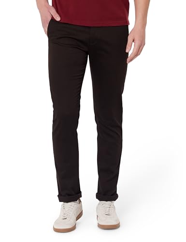Image of Peter England Men's Slim Fit Stretchable Cotton Satin Casual Trousers | Office & Everyday Wear | Comfortable & Smart Look