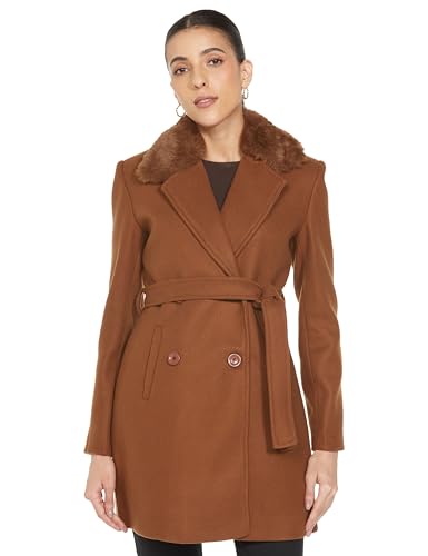 Image of Qube By Fort Collins Women's Semi-Long Tweed Coat with Knitted Finish - Elegant Winter Outerwear for Casual and Formal Looks
