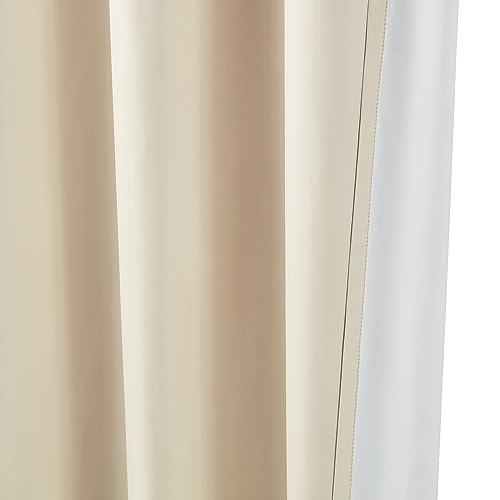 Amazon Basics Room Darkening Blackout Window Curtain with Grommets, Energy Saving, Noise Reducing, 100% Blackout, for Living Room and Bedroom, 52 x 84 inches, Beige, 2 Panels per Set (1 Set) - image 3