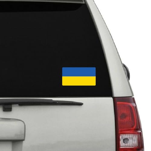 Image of World Country Flag Decal Stickers - Two Pack - for Cars Windows Bumpers Laptops Tablets Tumblers Cups Walls (Ukraine)