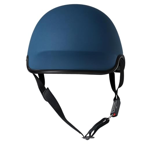 Image of Viscous Open Face Cap Helmet, Blue, Size M | With Strap, Half Cap Design, Lightweight, Adjustable Strap, Daily Use Riding