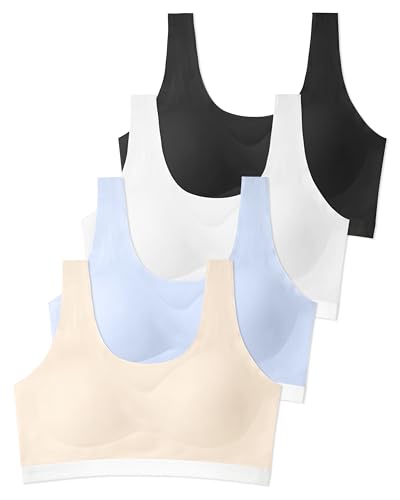 SALIA GIRL Training Bras for Girls 10-14 Soft Teen Sports Bras 14-16 with Removable Pads, Seamless Comfort Fit