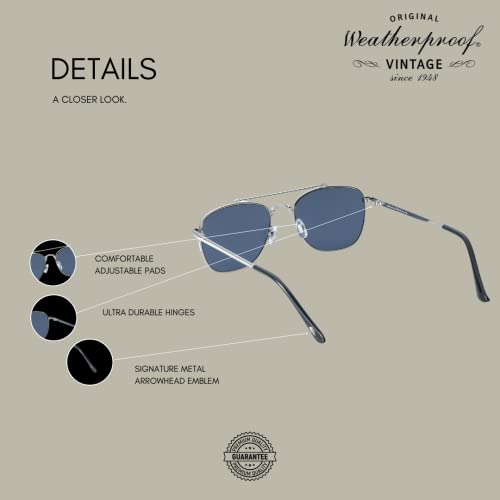 Image of Weatherproof Vintage Designer Sunglasses for Men, UV400 Protection, Durable Metal Square Aviator Frame