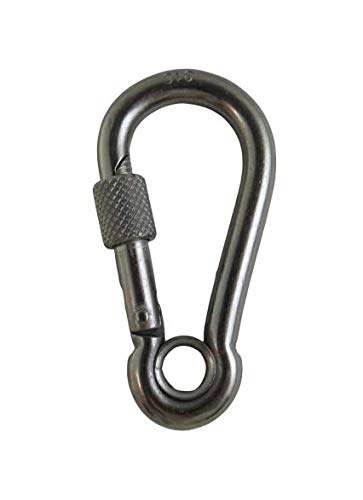 US Stainless Stainless Steel 316 Spring Hook with Screw Nut and Eyelet Carabiner 1/4" (6mm) Marine Grade