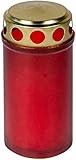 Grabkerze 12cm 120g Kunststoff rot Golddeckel Grableuchte Kerze Grablicht