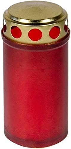 Grabkerze 12cm 120g Kunststoff rot Golddeckel Grableuchte Kerze Grablicht