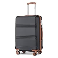 Kono Fashion Hand Luggage Lightweight ABS+PC Hard Shell Trolley Travel Suitcase with TSA Combination Lock and 4 Wheels Cabin Carry-on Suitcases (20, Black/Brown)